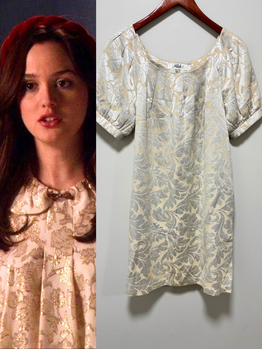Aso Blair Waldorf Gossip Girl Tibi Cream And Silver Brocade Mini Dress Size 4